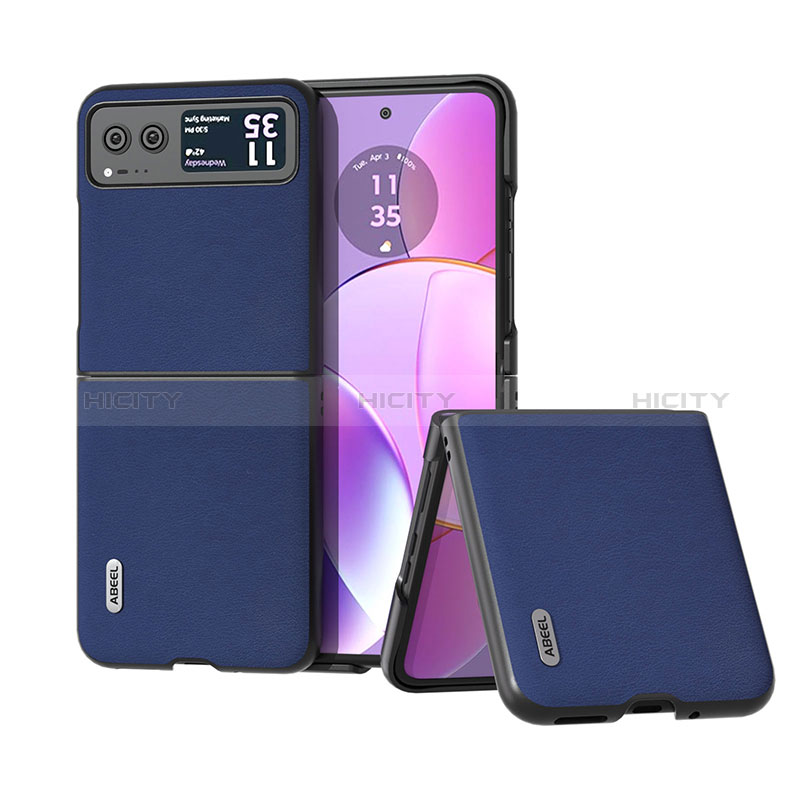 Funda Silicona Goma de Cuero Carcasa B02H para Motorola Moto Razr 40 5G Azul