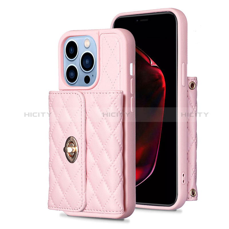 Funda Silicona Goma de Cuero Carcasa BF1 para Apple iPhone 13 Pro Oro Rosa