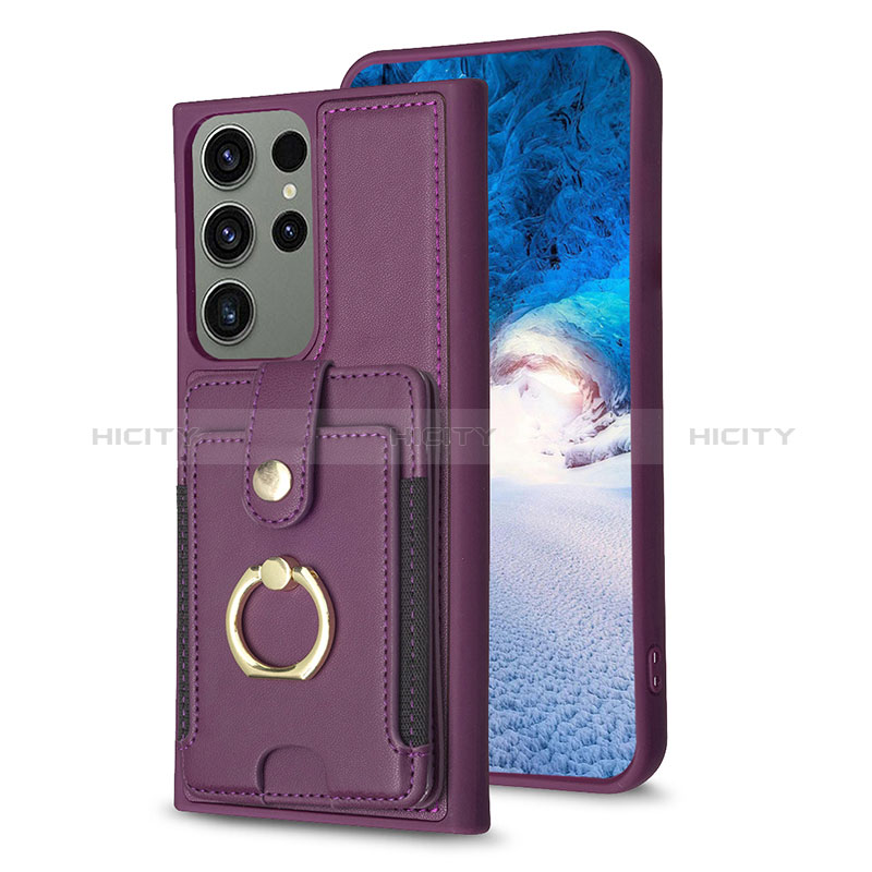 Funda Silicona Goma de Cuero Carcasa BF2 para Samsung Galaxy S22 Ultra 5G Morado