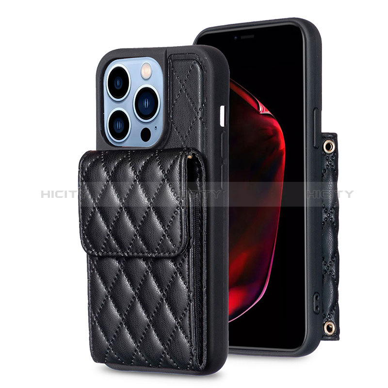 Funda Silicona Goma de Cuero Carcasa BF4 para Apple iPhone 15 Pro Max Negro