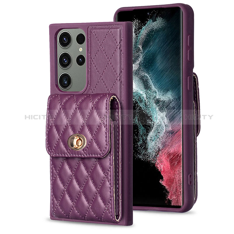 Funda Silicona Goma de Cuero Carcasa BF4 para Samsung Galaxy S22 Ultra 5G Morado