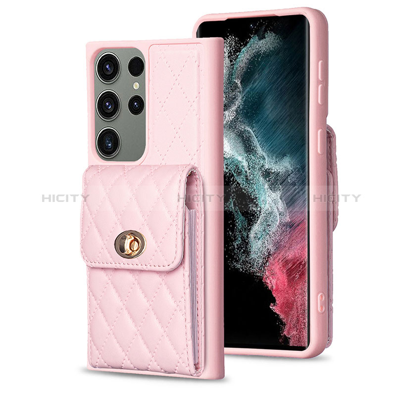 Funda Silicona Goma de Cuero Carcasa BF4 para Samsung Galaxy S23 Ultra 5G Oro Rosa