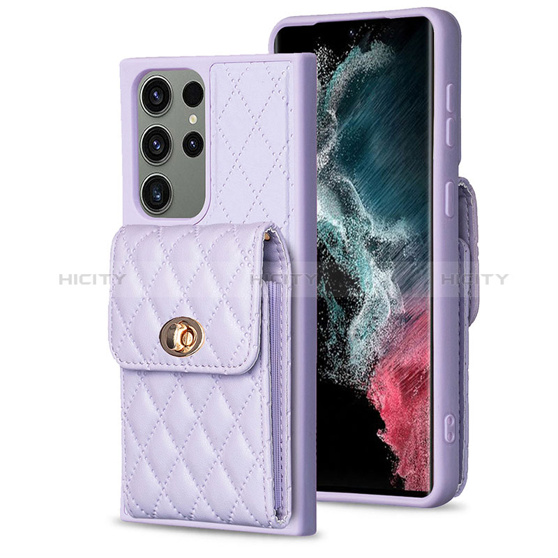 Funda Silicona Goma de Cuero Carcasa BF4 para Samsung Galaxy S23 Ultra 5G Purpura Claro