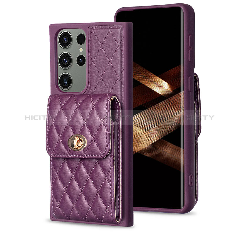 Funda Silicona Goma de Cuero Carcasa BF4 para Samsung Galaxy S24 Ultra 5G Morado