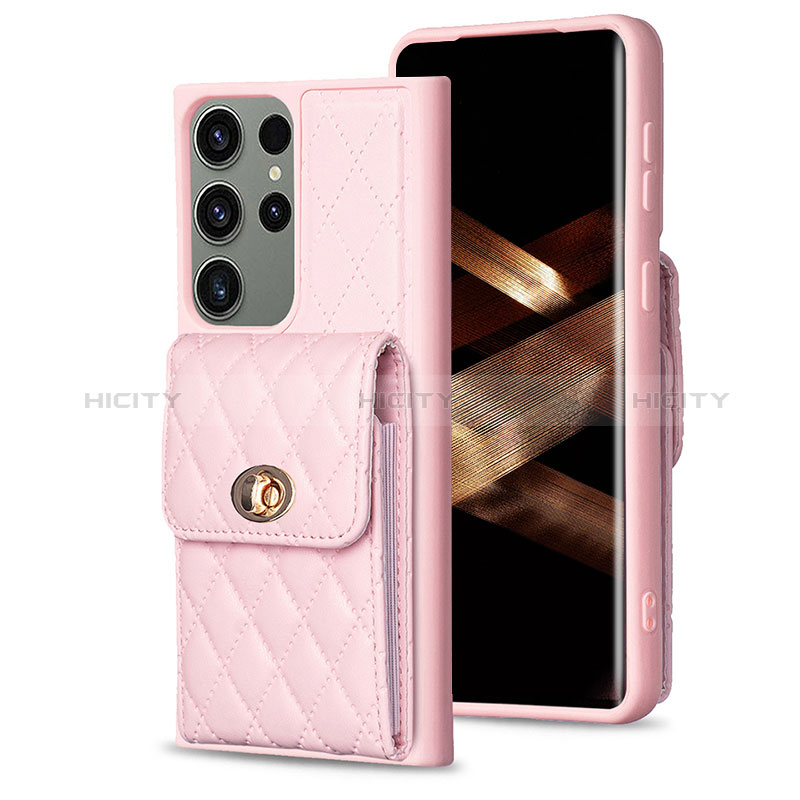 Funda Silicona Goma de Cuero Carcasa BF4 para Samsung Galaxy S24 Ultra 5G Oro Rosa