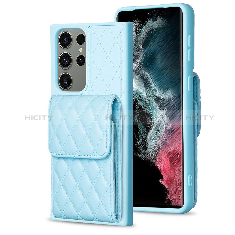 Funda Silicona Goma de Cuero Carcasa BF6 para Samsung Galaxy S23 Ultra 5G Azul Claro