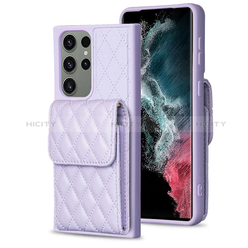 Funda Silicona Goma de Cuero Carcasa BF6 para Samsung Galaxy S23 Ultra 5G Purpura Claro