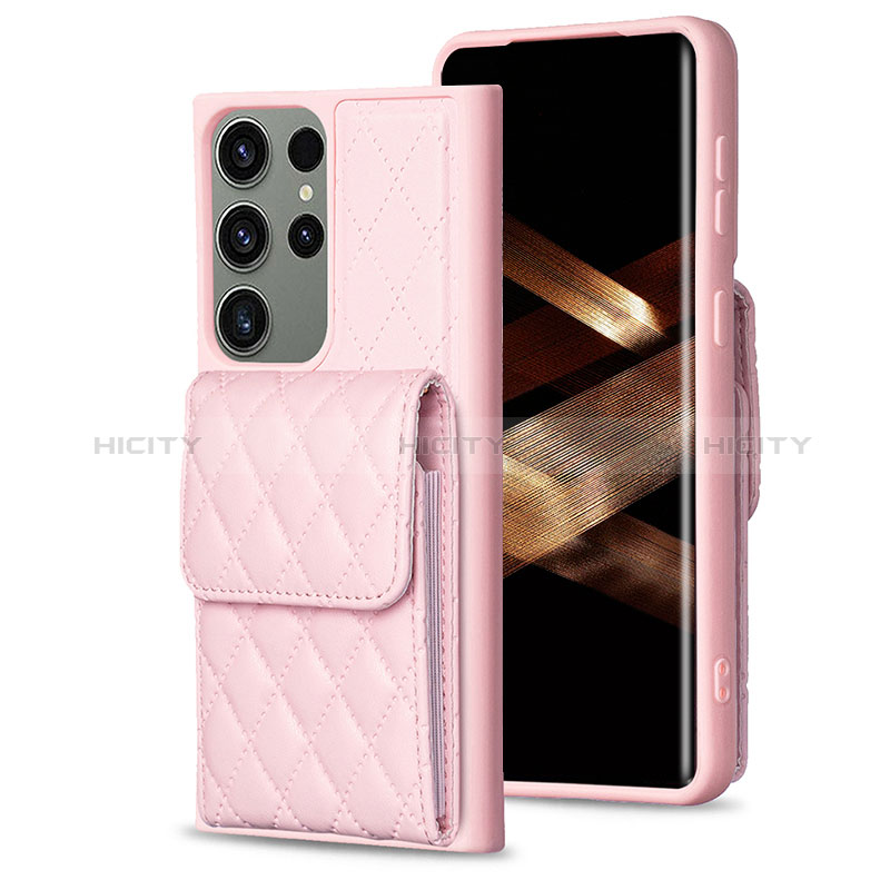 Funda Silicona Goma de Cuero Carcasa BF6 para Samsung Galaxy S25 Ultra 5G Oro Rosa