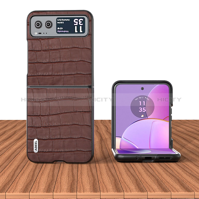 Funda Silicona Goma de Cuero Carcasa BH10 para Motorola Moto Razr 40 5G Marron