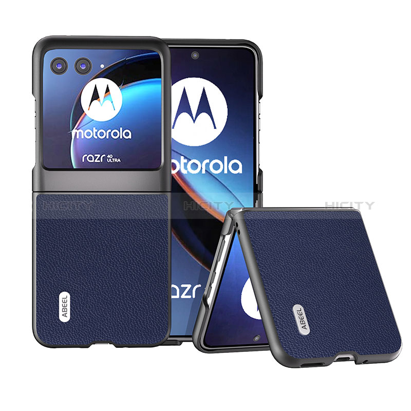 Funda Silicona Goma de Cuero Carcasa BH3 para Motorola Moto Razr 40 Ultra 5G Azul