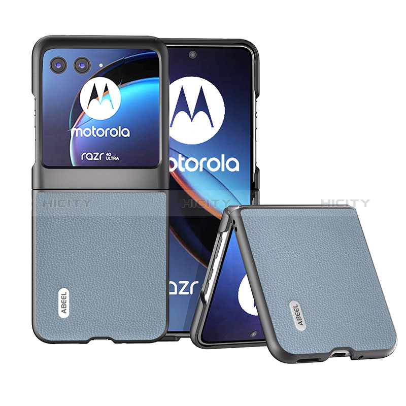 Funda Silicona Goma de Cuero Carcasa BH3 para Motorola Moto Razr 40 Ultra 5G Azul Cielo