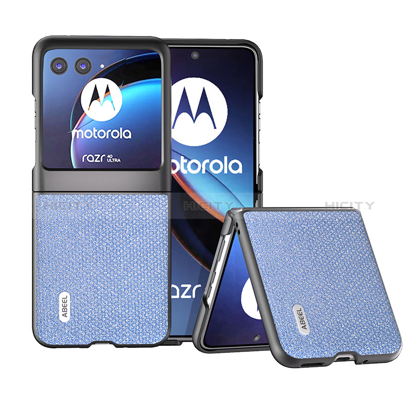 Funda Silicona Goma de Cuero Carcasa BH6 para Motorola Moto Razr 40 Ultra 5G Azul