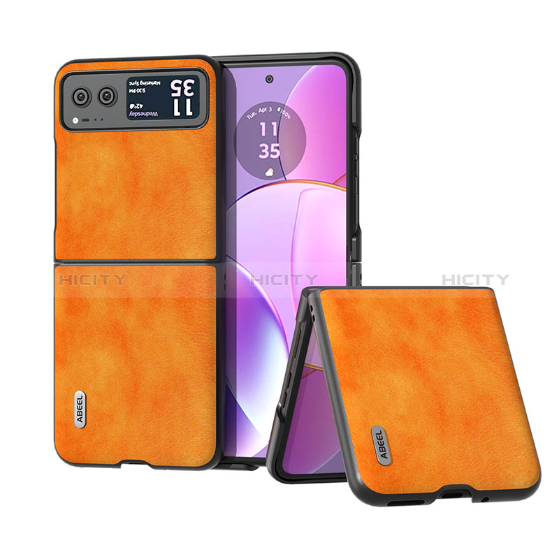 Funda Silicona Goma de Cuero Carcasa BH7 para Motorola Moto Razr 40 5G Naranja