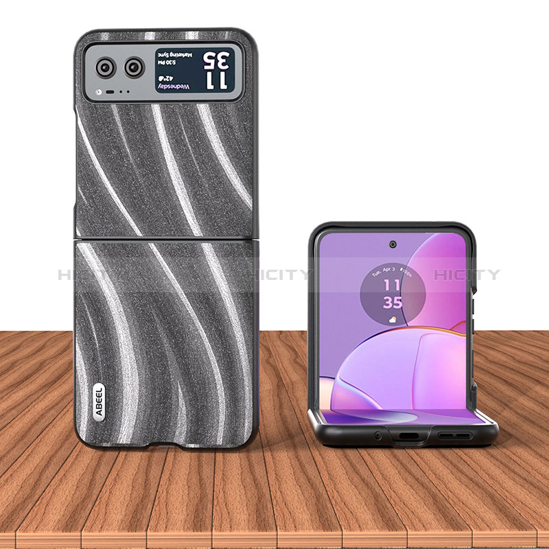 Funda Silicona Goma de Cuero Carcasa BH8 para Motorola Moto Razr 40 5G Gris Oscuro