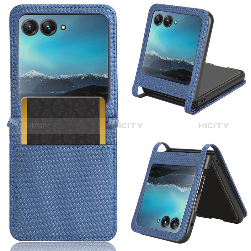 Funda Silicona Goma de Cuero Carcasa BY6 para Motorola Moto Razr 40 Ultra 5G Azul