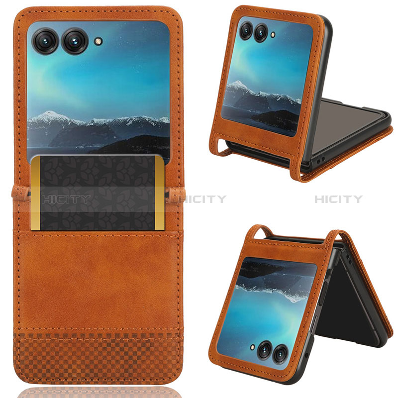 Funda Silicona Goma de Cuero Carcasa BY7 para Motorola Moto Razr 40 Ultra 5G Marron