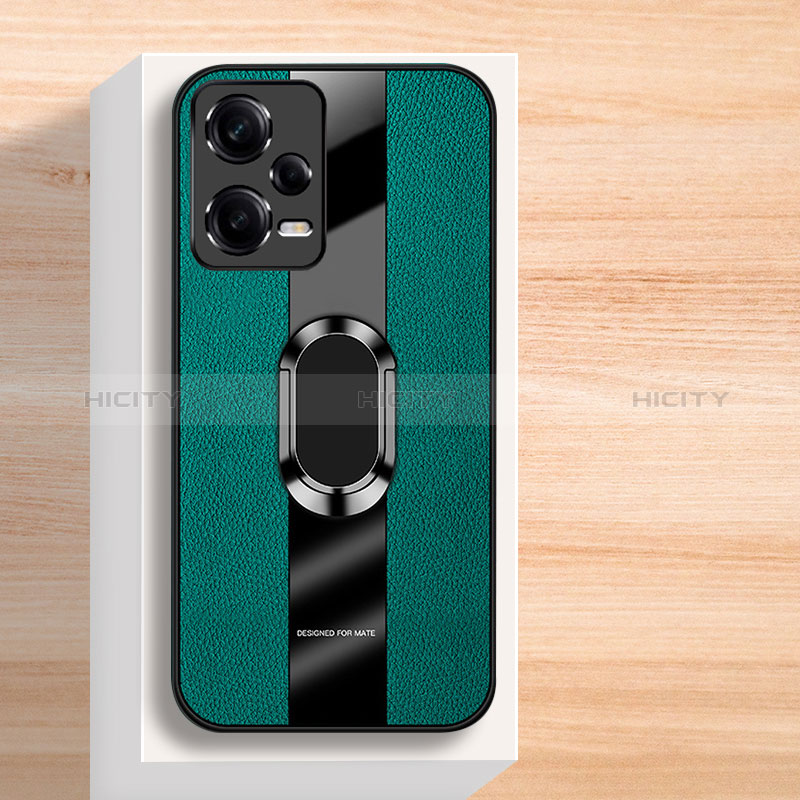 Funda Silicona Goma de Cuero Carcasa con Magnetico Anillo de dedo Soporte K01 para Xiaomi Redmi Note 12 Explorer Verde