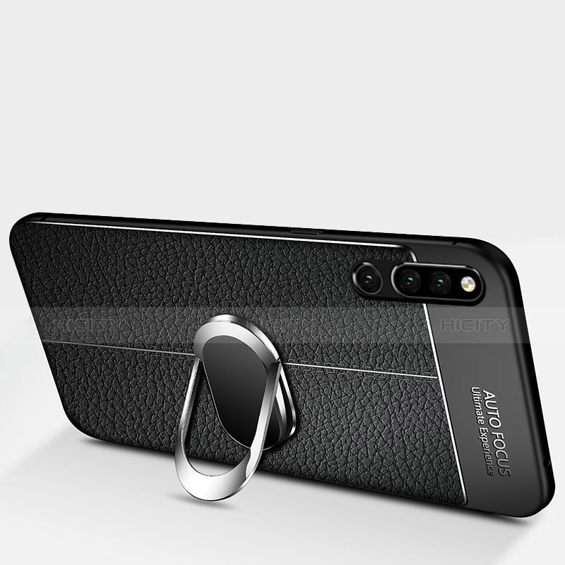 Funda Silicona Goma de Cuero Carcasa con Magnetico Anillo de dedo Soporte para Huawei Honor Magic 2 Negro