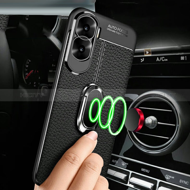 Funda Silicona Goma de Cuero Carcasa con Magnetico Anillo de dedo Soporte para Huawei Honor X50i 5G