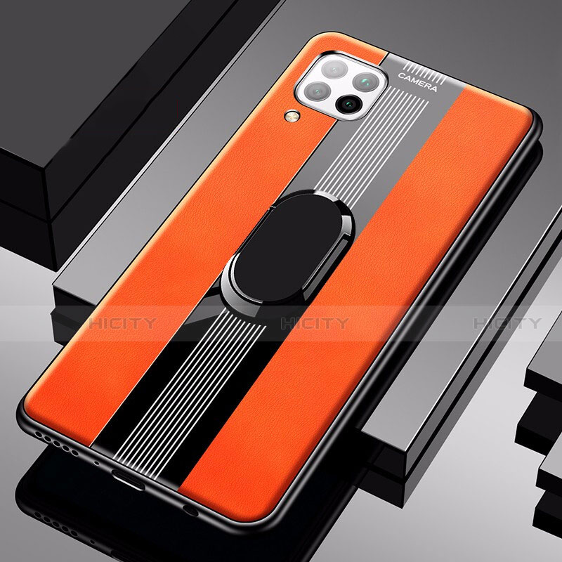 Funda Silicona Goma de Cuero Carcasa con Magnetico Anillo de dedo Soporte para Huawei Nova 6 SE Naranja