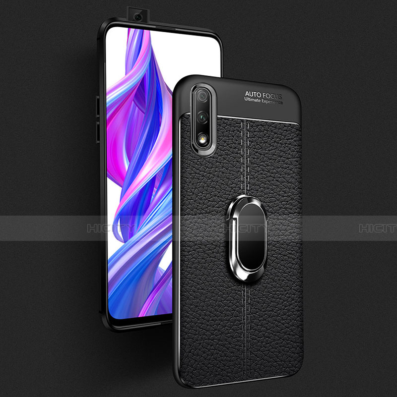 Funda Silicona Goma de Cuero Carcasa con Magnetico Anillo de dedo Soporte para Huawei P Smart Z (2019)