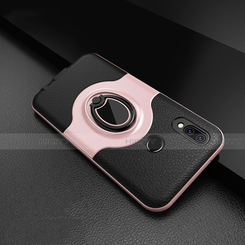 Funda Silicona Goma de Cuero Carcasa con Magnetico Anillo de dedo Soporte para Huawei P20 Lite Rosa