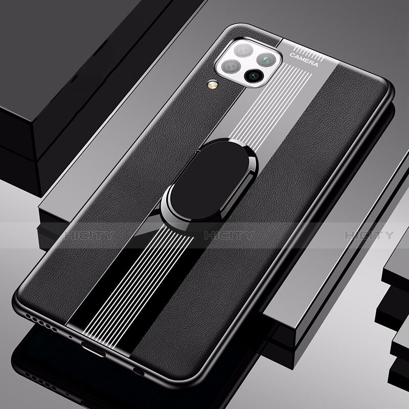 Funda Silicona Goma de Cuero Carcasa con Magnetico Anillo de dedo Soporte para Huawei P40 Lite Negro