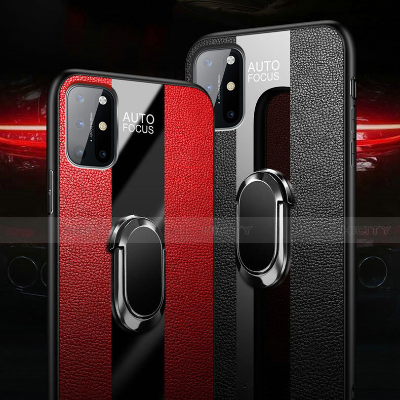 Funda Silicona Goma de Cuero Carcasa con Magnetico Anillo de dedo Soporte para OnePlus 8T 5G