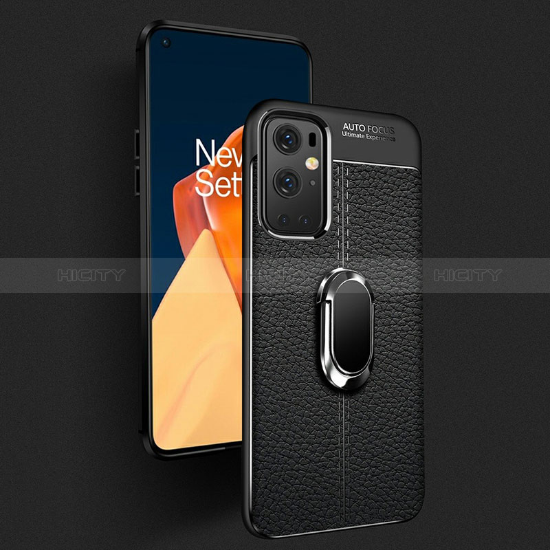 Funda Silicona Goma de Cuero Carcasa con Magnetico Anillo de dedo Soporte para OnePlus 9 Pro 5G