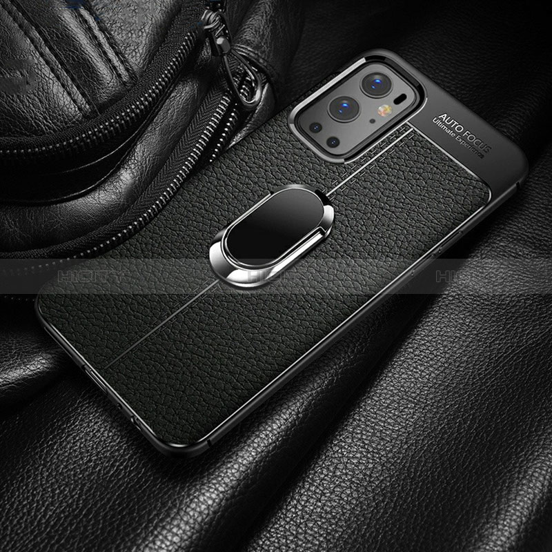 Funda Silicona Goma de Cuero Carcasa con Magnetico Anillo de dedo Soporte para OnePlus 9 Pro 5G