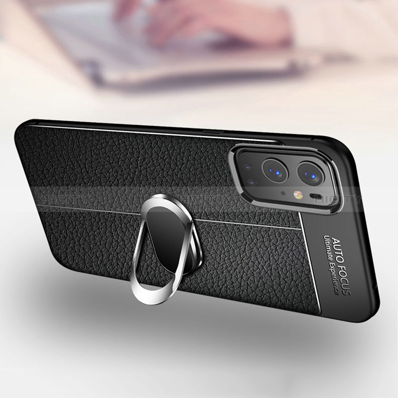 Funda Silicona Goma de Cuero Carcasa con Magnetico Anillo de dedo Soporte para OnePlus 9 Pro 5G