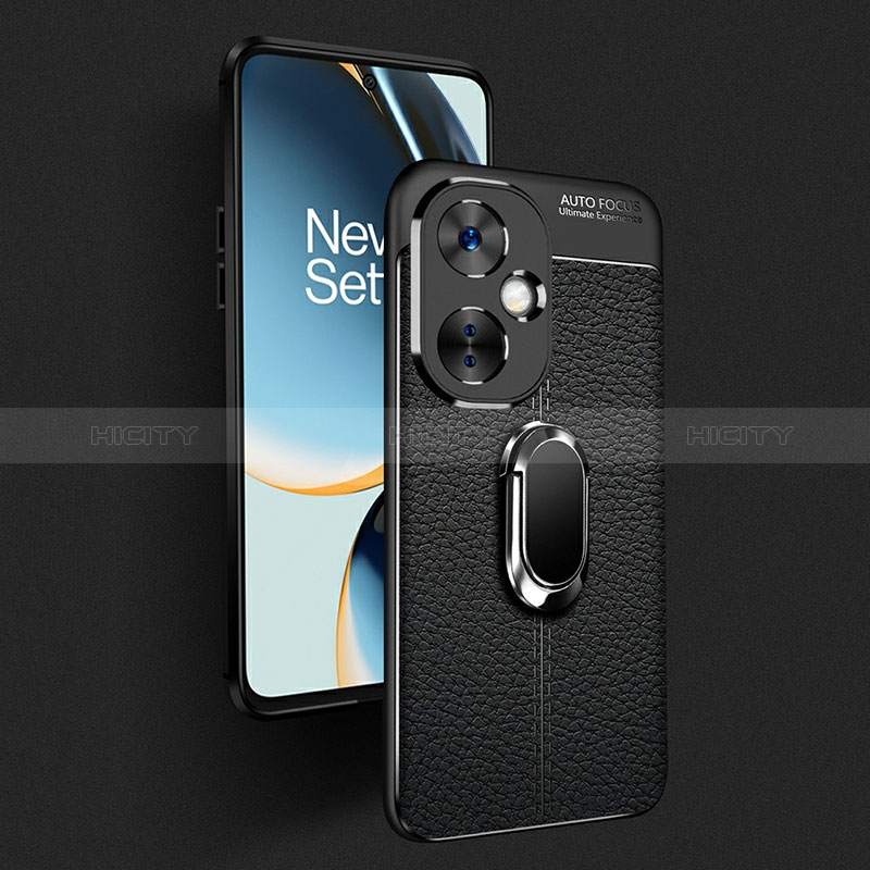 Funda Silicona Goma de Cuero Carcasa con Magnetico Anillo de dedo Soporte para OnePlus Nord CE 3 Lite 5G