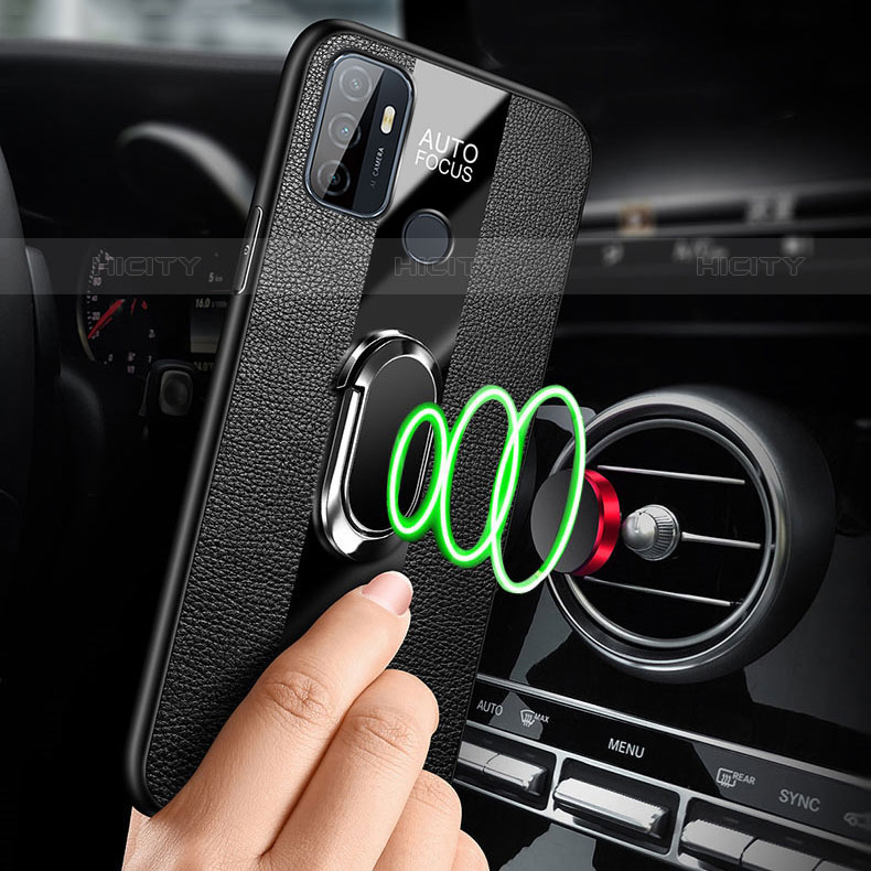 Funda Silicona Goma de Cuero Carcasa con Magnetico Anillo de dedo Soporte para Oppo A11s