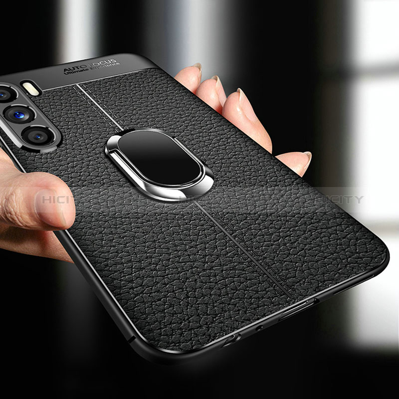 Funda Silicona Goma de Cuero Carcasa con Magnetico Anillo de dedo Soporte para Oppo K9 Pro 5G