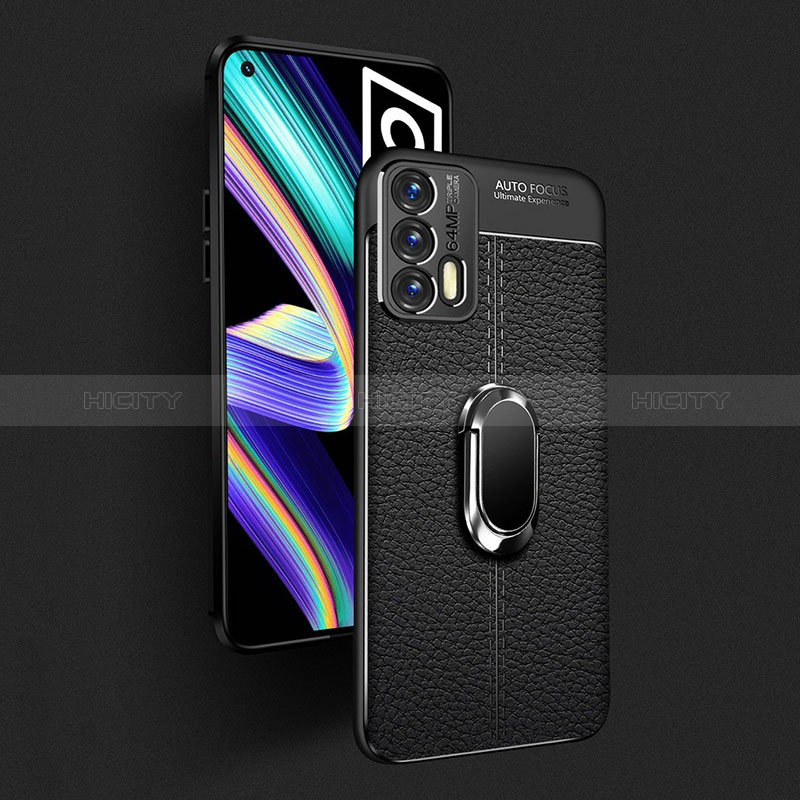 Funda Silicona Goma de Cuero Carcasa con Magnetico Anillo de dedo Soporte para Realme GT 5G