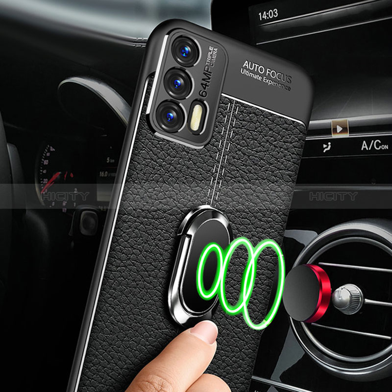 Funda Silicona Goma de Cuero Carcasa con Magnetico Anillo de dedo Soporte para Realme GT 5G