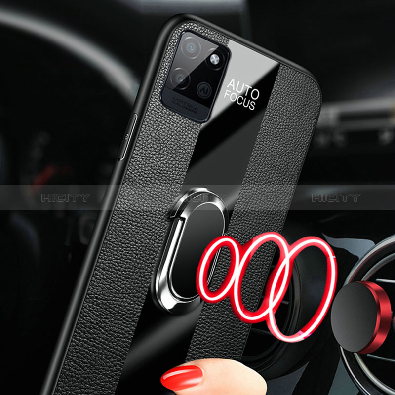 Funda Silicona Goma de Cuero Carcasa con Magnetico Anillo de dedo Soporte para Realme V11 5G