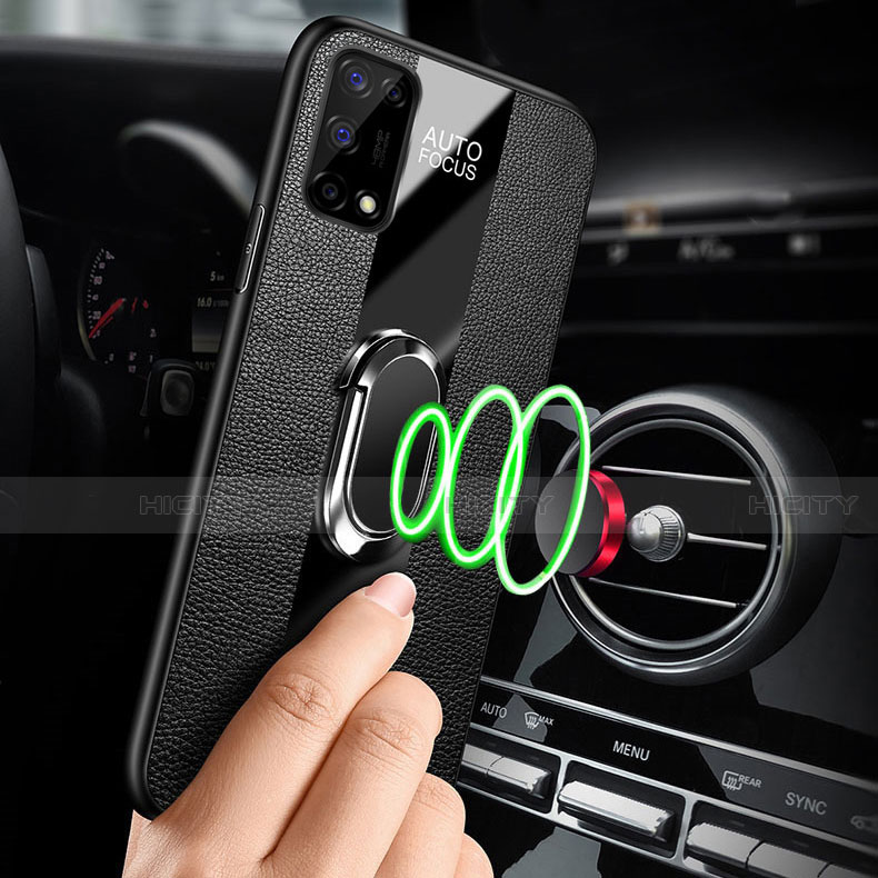 Funda Silicona Goma de Cuero Carcasa con Magnetico Anillo de dedo Soporte para Realme V5 5G