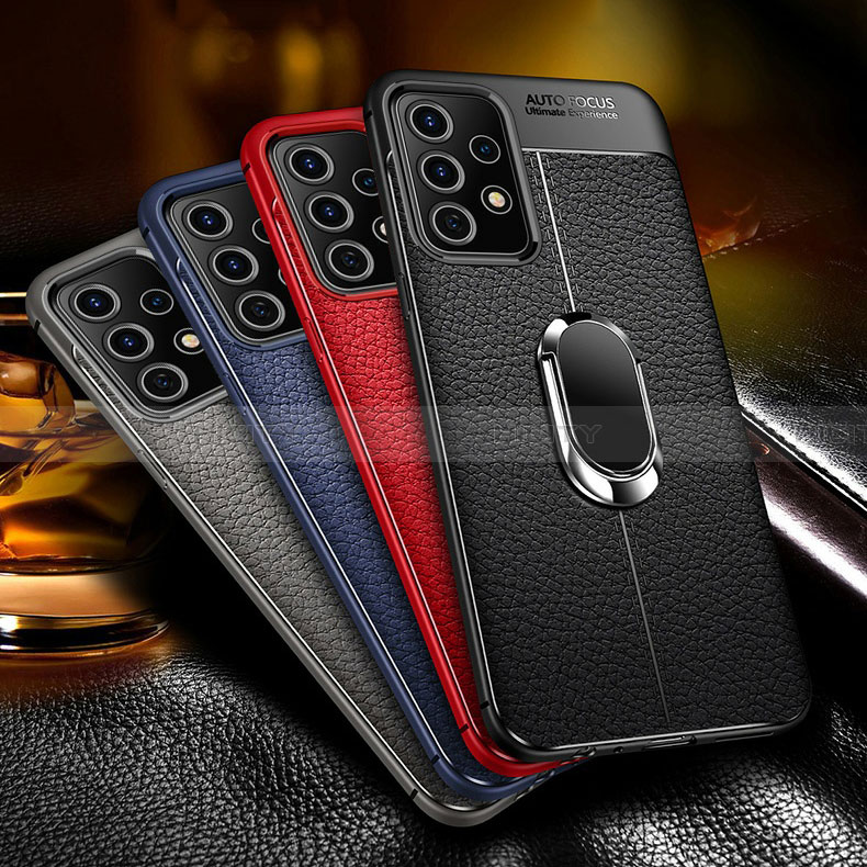 Funda Silicona Goma de Cuero Carcasa con Magnetico Anillo de dedo Soporte para Samsung Galaxy A32 5G