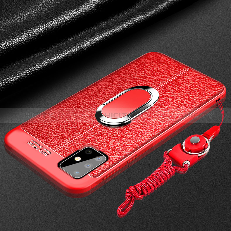 Funda Silicona Goma de Cuero Carcasa con Magnetico Anillo de dedo Soporte para Samsung Galaxy A71 4G A715