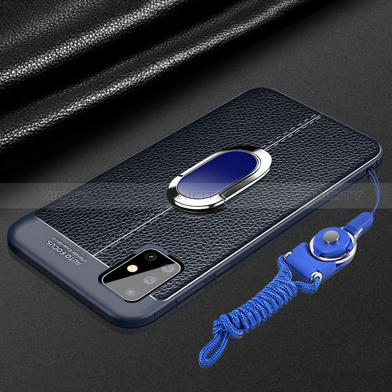 Funda Silicona Goma de Cuero Carcasa con Magnetico Anillo de dedo Soporte para Samsung Galaxy A71 4G A715