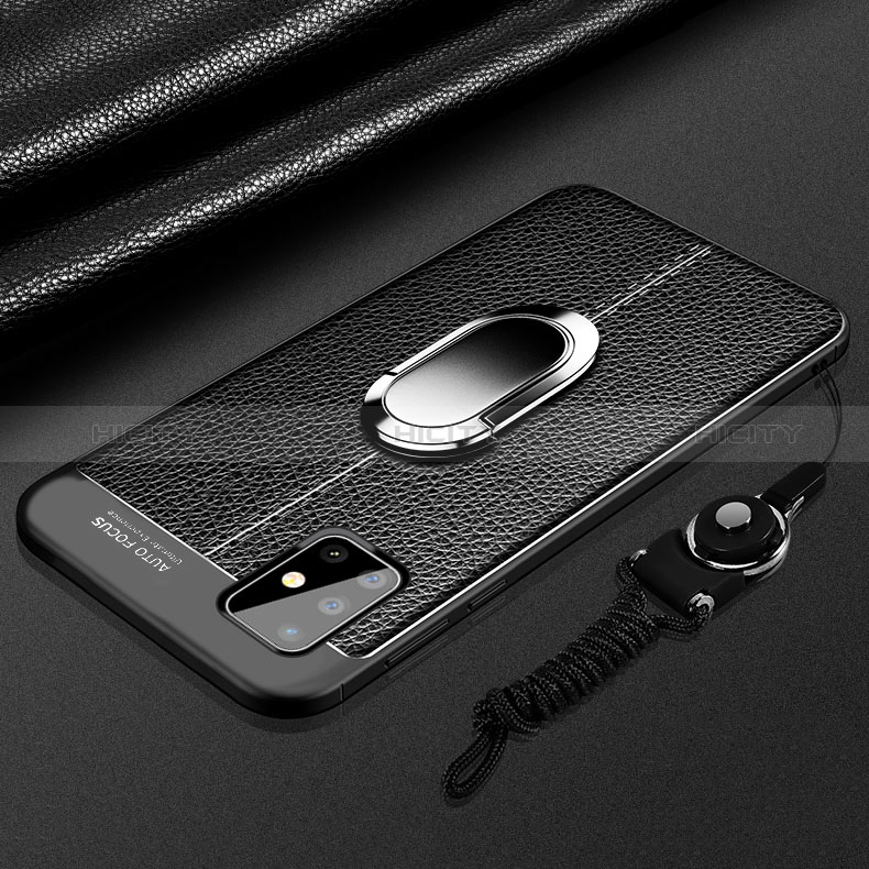 Funda Silicona Goma de Cuero Carcasa con Magnetico Anillo de dedo Soporte para Samsung Galaxy A71 4G A715