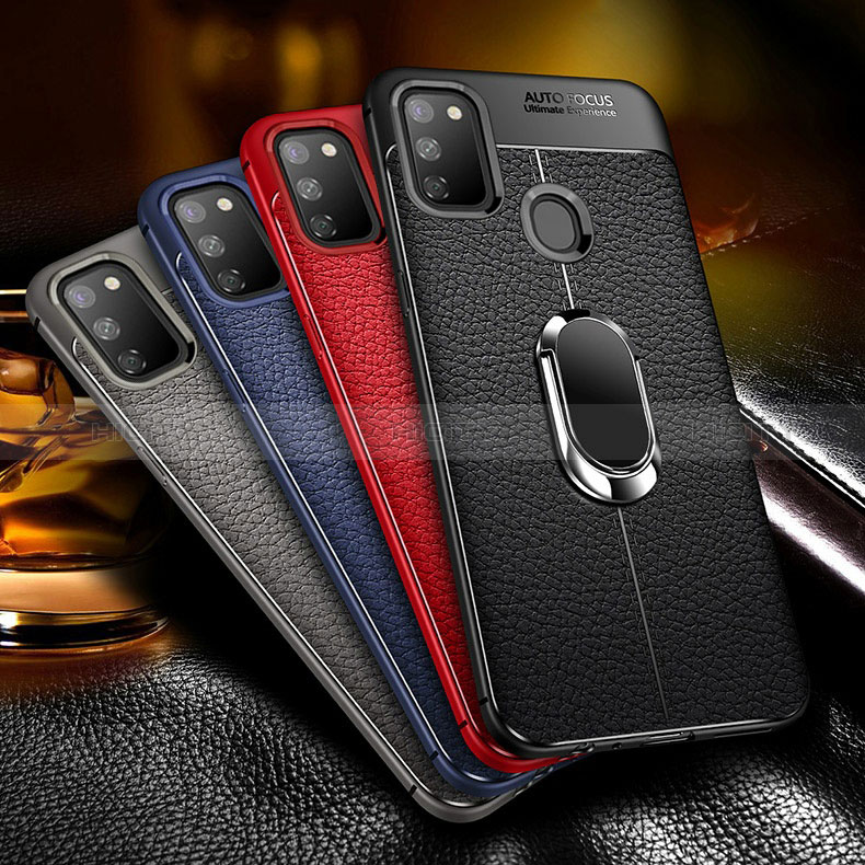 Funda Silicona Goma de Cuero Carcasa con Magnetico Anillo de dedo Soporte para Samsung Galaxy M21