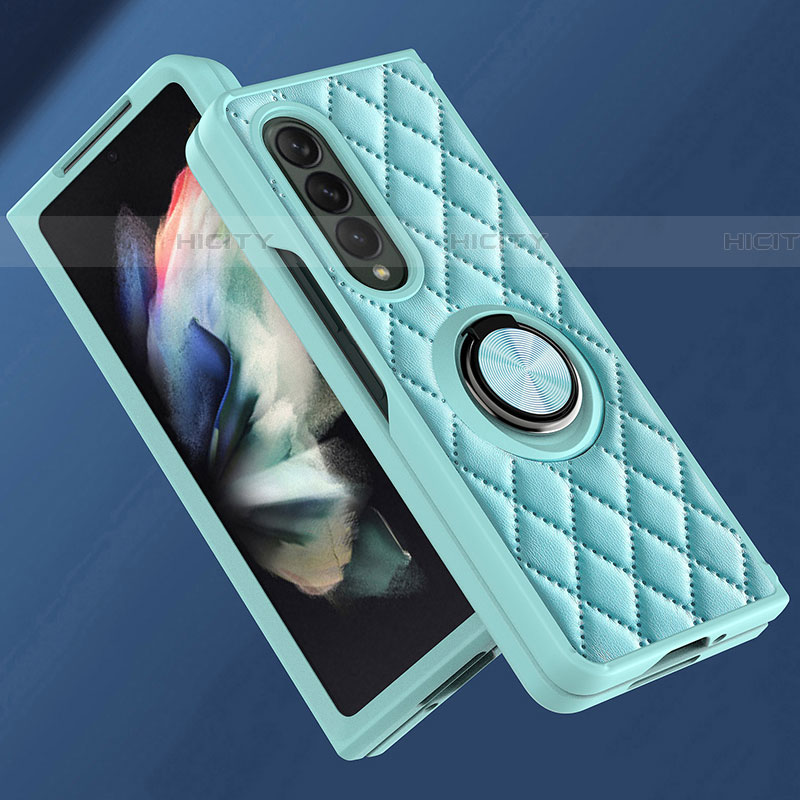 Funda Silicona Goma de Cuero Carcasa con Magnetico Anillo de dedo Soporte para Samsung Galaxy Z Fold4 5G