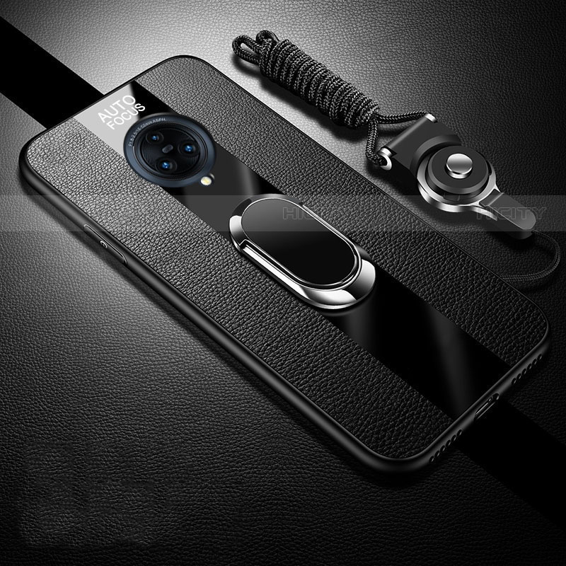 Funda Silicona Goma de Cuero Carcasa con Magnetico Anillo de dedo Soporte para Vivo Nex 3S Negro