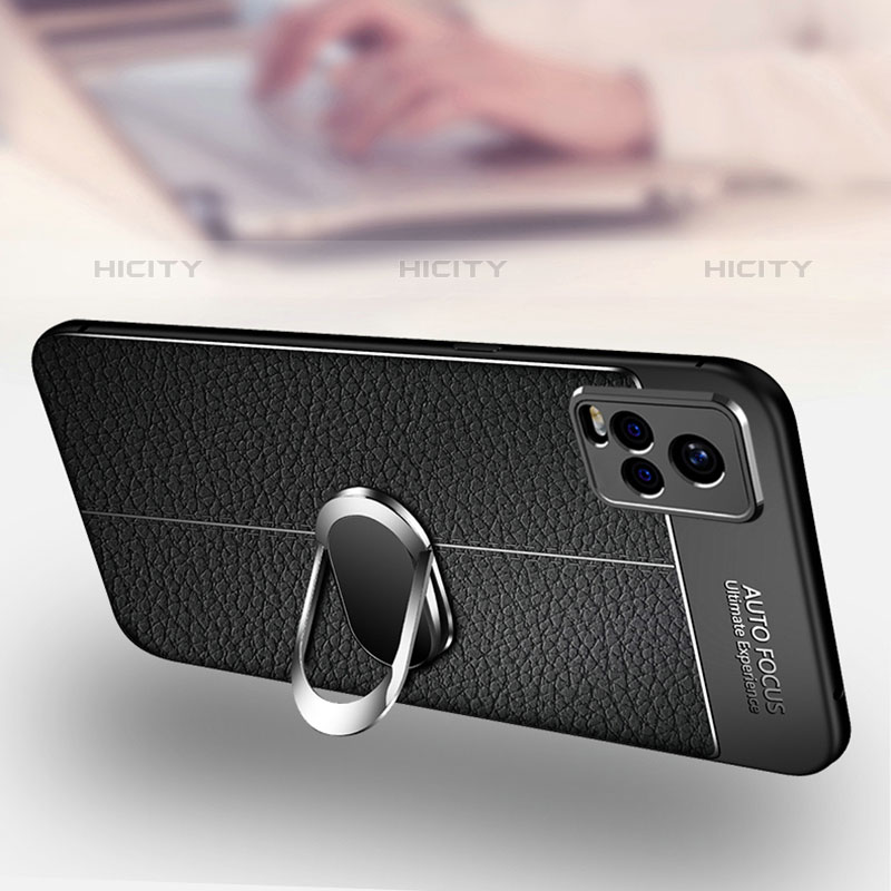 Funda Silicona Goma de Cuero Carcasa con Magnetico Anillo de dedo Soporte para Vivo V21s 5G