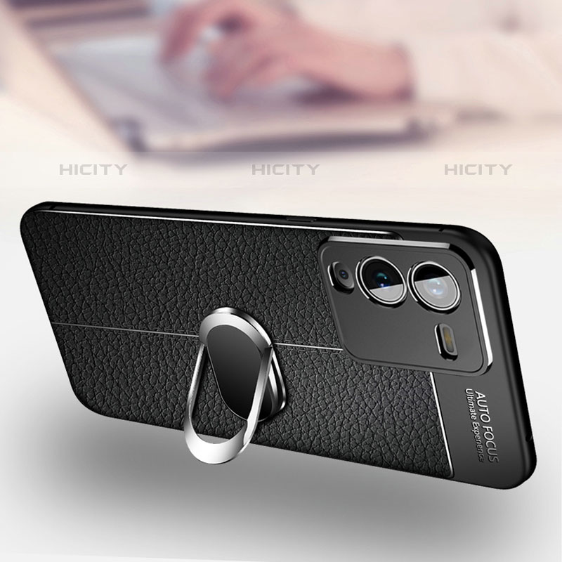 Funda Silicona Goma de Cuero Carcasa con Magnetico Anillo de dedo Soporte para Vivo V25 Pro 5G