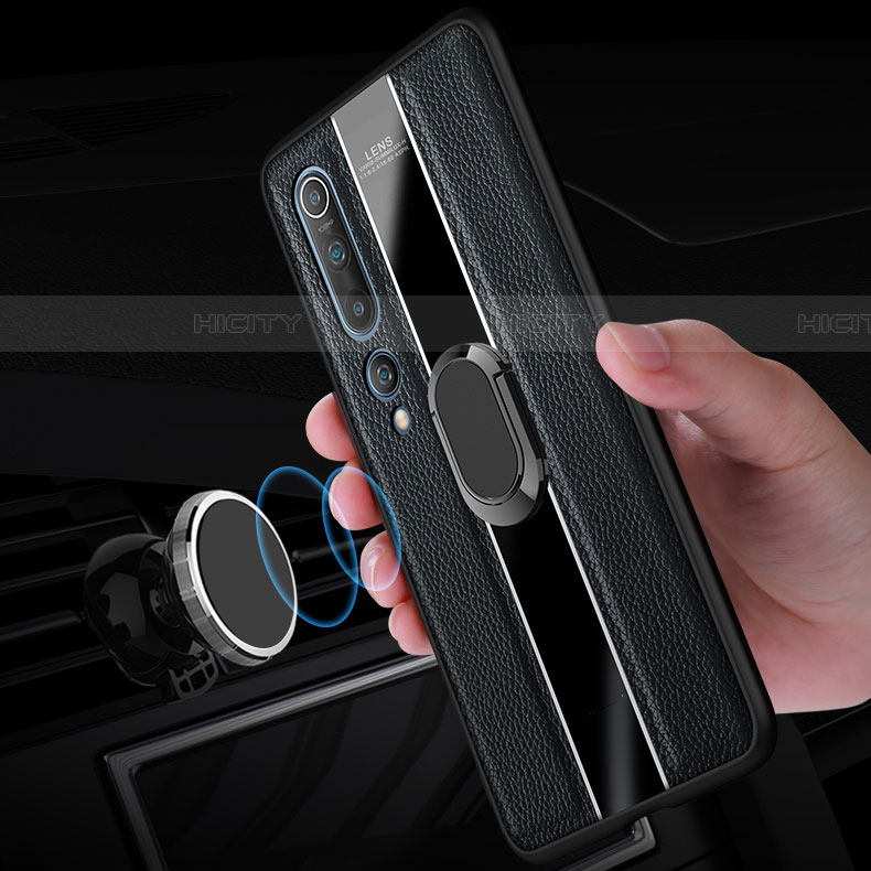 Funda Silicona Goma de Cuero Carcasa con Magnetico Anillo de dedo Soporte para Xiaomi Mi 10