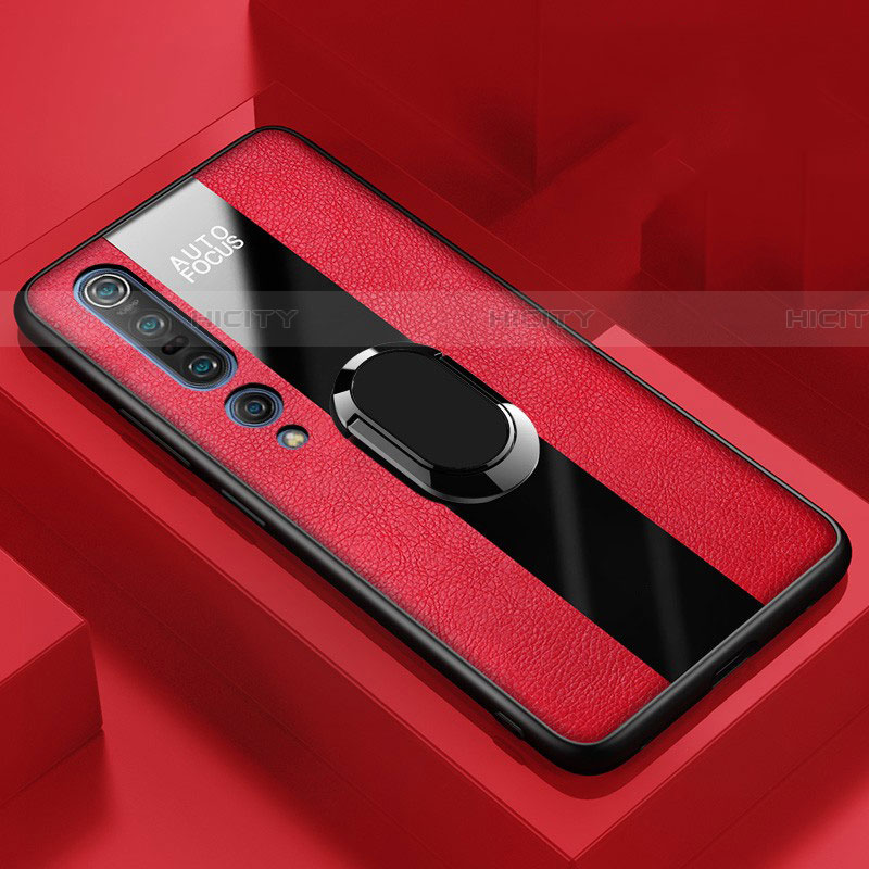 Funda Silicona Goma de Cuero Carcasa con Magnetico Anillo de dedo Soporte para Xiaomi Mi 10 Pro