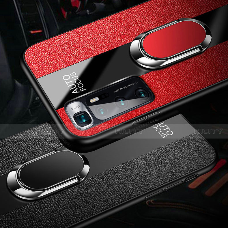 Funda Silicona Goma de Cuero Carcasa con Magnetico Anillo de dedo Soporte para Xiaomi Mi 10 Ultra